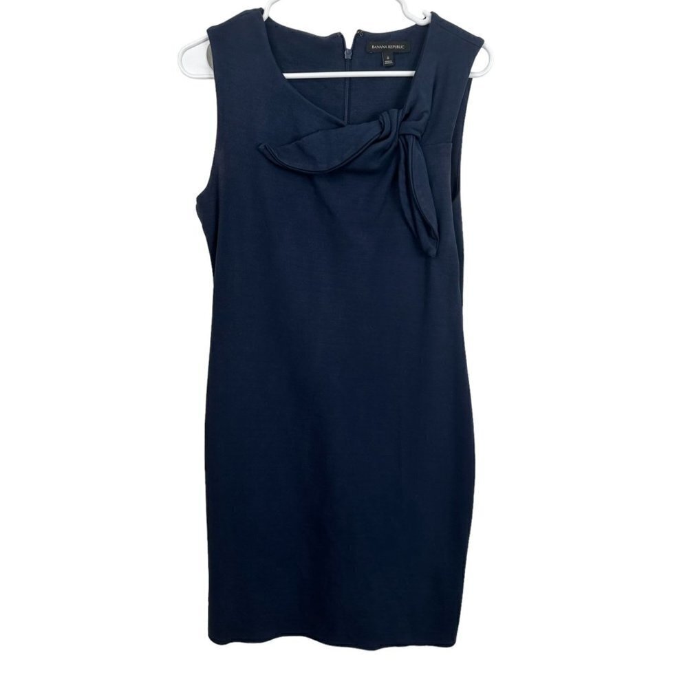 Banana Republic navy‎ blue, scoop collar, sleeveless, knot midi dress, size 6
